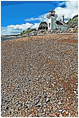 Bristol Ferry Lighthouse Behind Seashells - Digital Painting